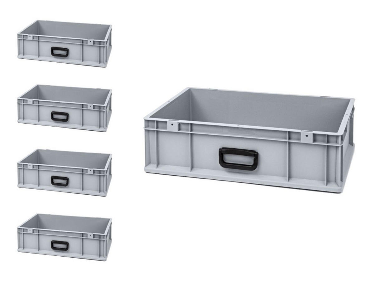 EUROBOX 5x Nextgen Portable Uno 17x40x60cm 34 Liter - Grau, Kunststoff (40/17/60cm) - PROREGAL