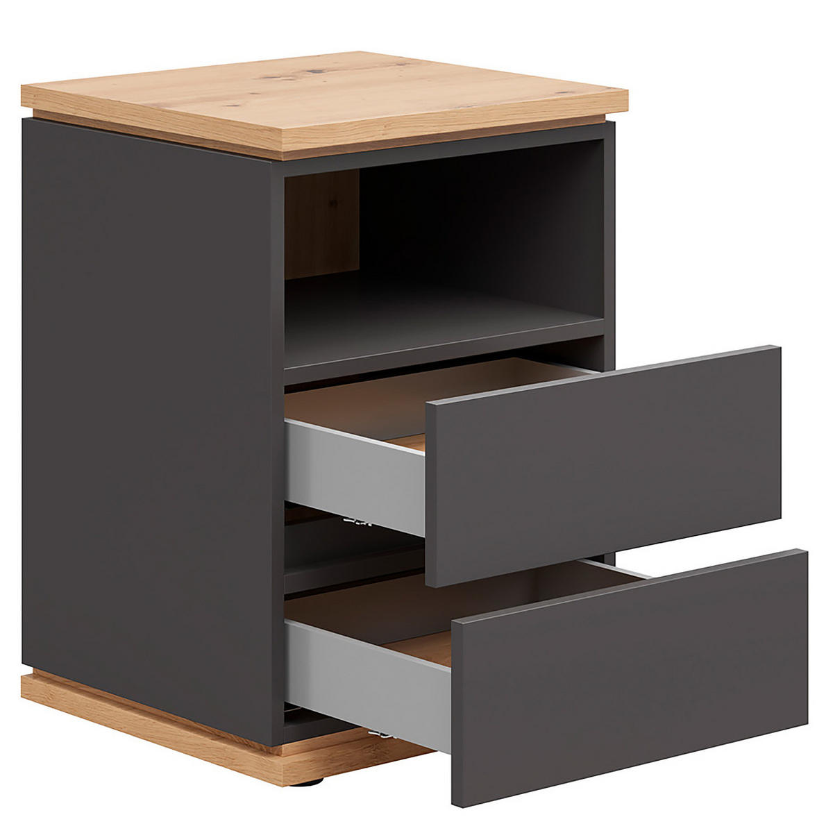 NACHTKOMMODE - Graphitfarben, Holzwerkstoff (45/63/42cm) - home24