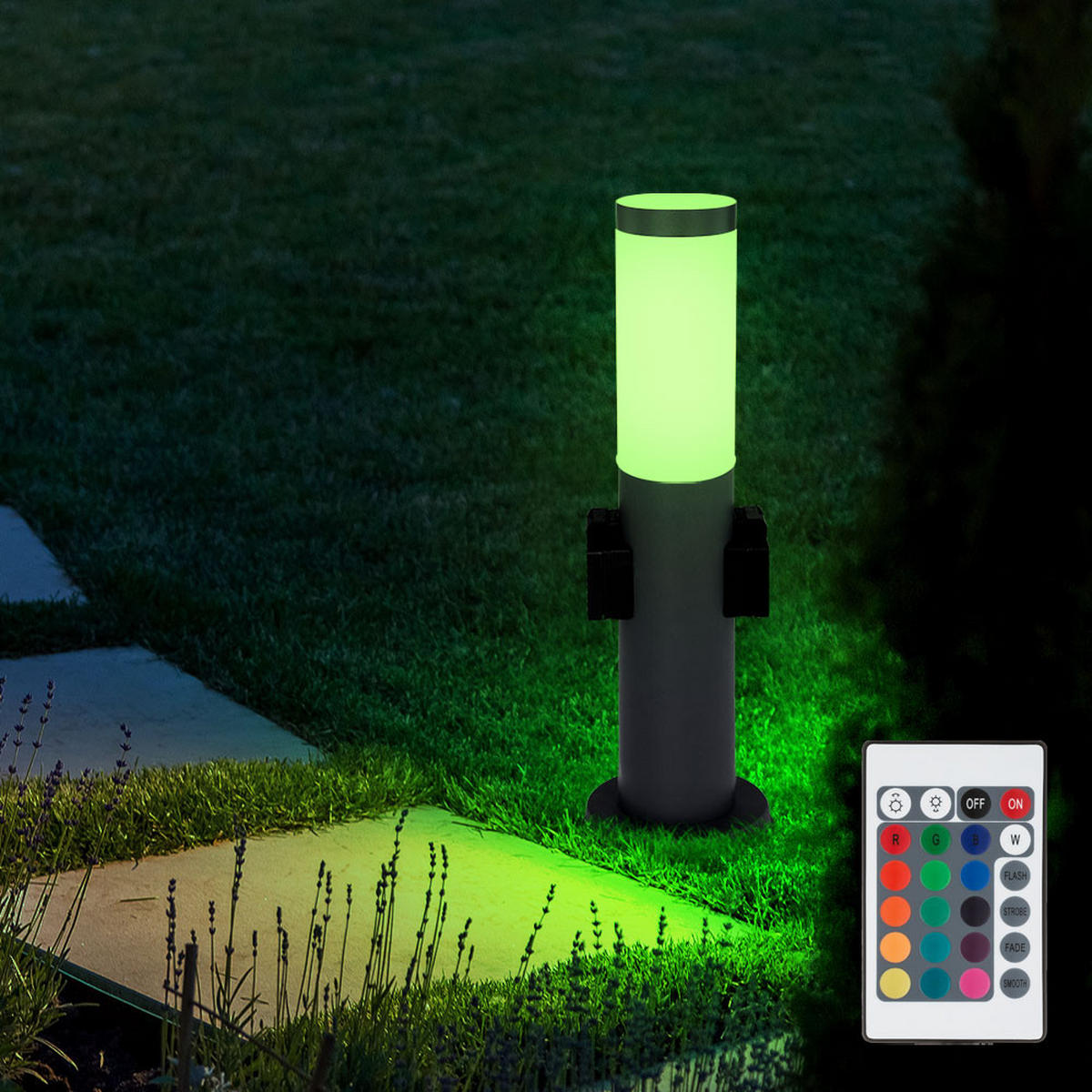 LED AUSSENLEUCHTE Edelstahl Anthrazit - Anthrazit, Kunststoff (12.7/12.7/45cm) - Globo Lighting