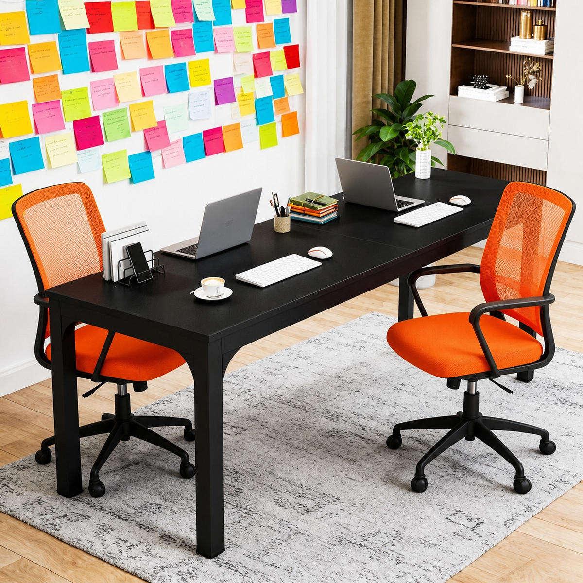 ESSTISCH 200 x 70 cm Holzoptik Schwarz für 6-8 Personen - Schwarz, Metall (200/70/75cm) - Meubliv