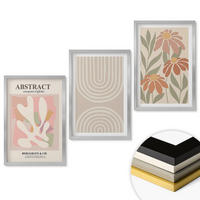 WANDBILDER 3er Set - 40x60 cm Silberner Rahmen - Abstrakte Pflanzenformen - Silberfarben, Kunststoff (40/60cm) - ArtPrintCave
