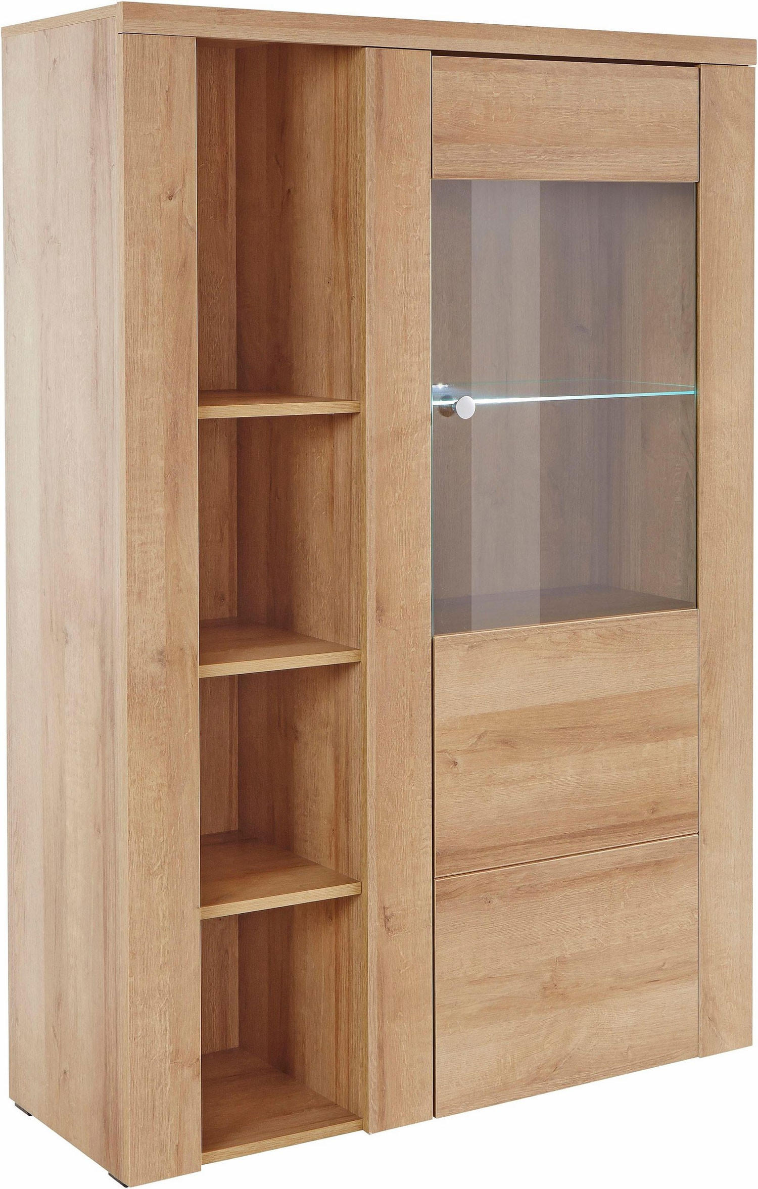 VITRINE Larona Eiche Riviera 100 / 37 /145cm - Hellbraun/Eichefarben, Holz/Holzwerkstoff (100/145/37cm) - Feldmann-Wohnen