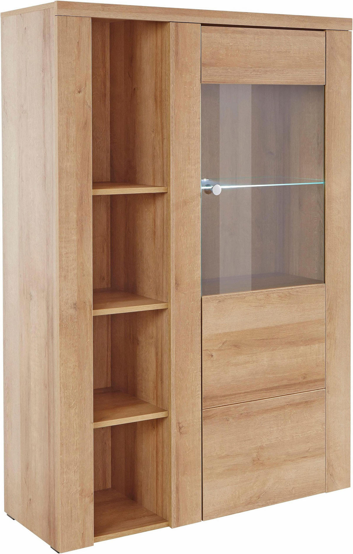 VITRINE Larona Eiche Riviera 100 / 37 /145cm - Hellbraun/Eichefarben, Holz/Holzwerkstoff (100/145/37cm) - Feldmann-Wohnen