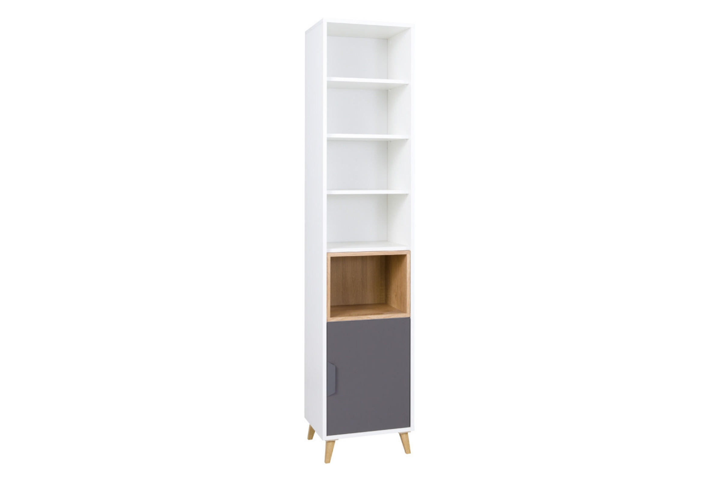 KINDERREGAL JUSTIN 04 41 cm breit in Weiß / Graphit / Grau / Eiche - Eichefarben/Graphitfarben, Holzwerkstoff (41/190/40cm) - Deine Möbel 24