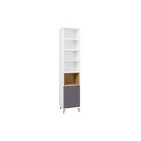 KINDERREGAL JUSTIN 04 41 cm breit in Weiß / Graphit / Grau / Eiche - Eichefarben/Graphitfarben, Holzwerkstoff (41/190/40cm) - Deine Möbel 24