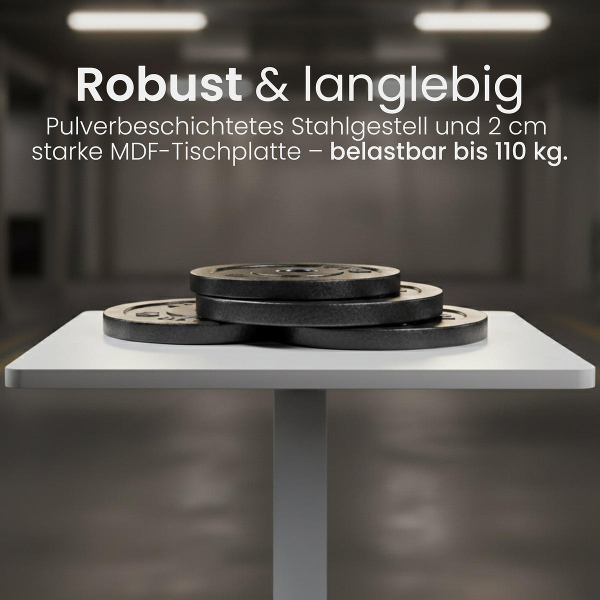 STEHTISCH eckig 60/60/110 cm Holz Weiß/Weiß - Weiß, Holz/Metall (60/60/110cm) - CLP