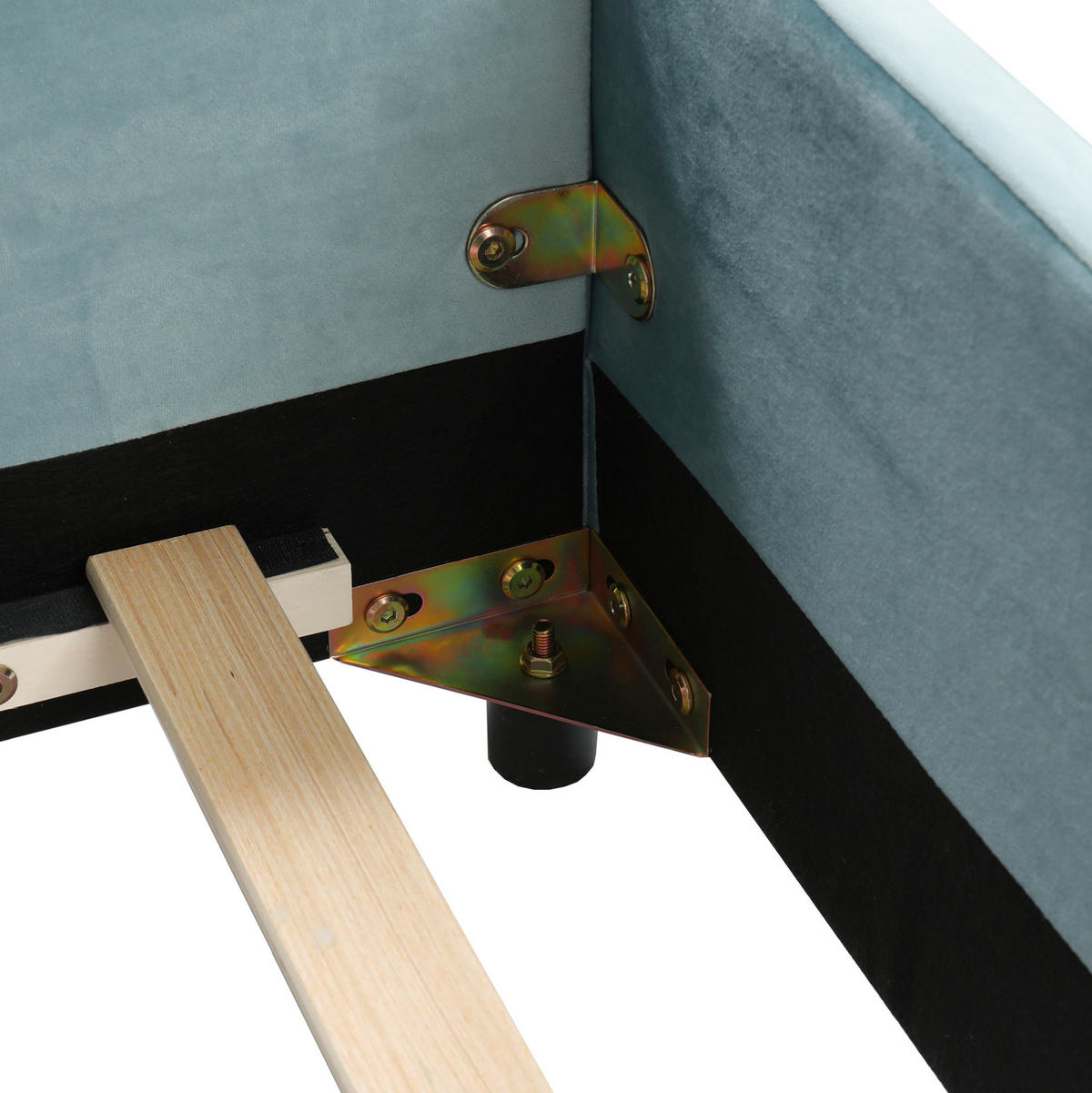 POLSTERBETT mit Schreibtisch und Hocker 90x200 cm Samt Blau - Blau, Holzwerkstoff (90/200cm) - Beauniv