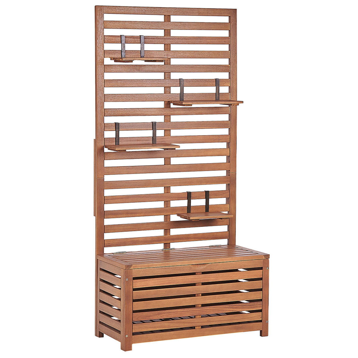 GARTENBANK Akazienholz hellbraun mit Stauraum Wandpaneel 80 cm Matino - Hellbraun, Holz (80/170/40cm) - Beliani