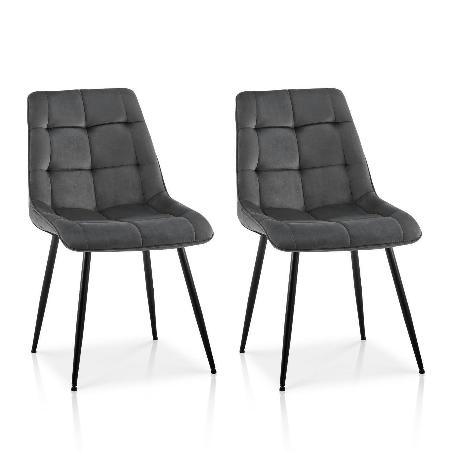 ESSZIMMERSTUHL 2er Set mit Rückenlehne, Samt anthrazit - Anthrazit, Textil (44/86/44cm)
