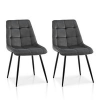 ESSZIMMERSTUHL 2er Set mit Rückenlehne, Samt anthrazit - Anthrazit, Textil (44/86/44cm)