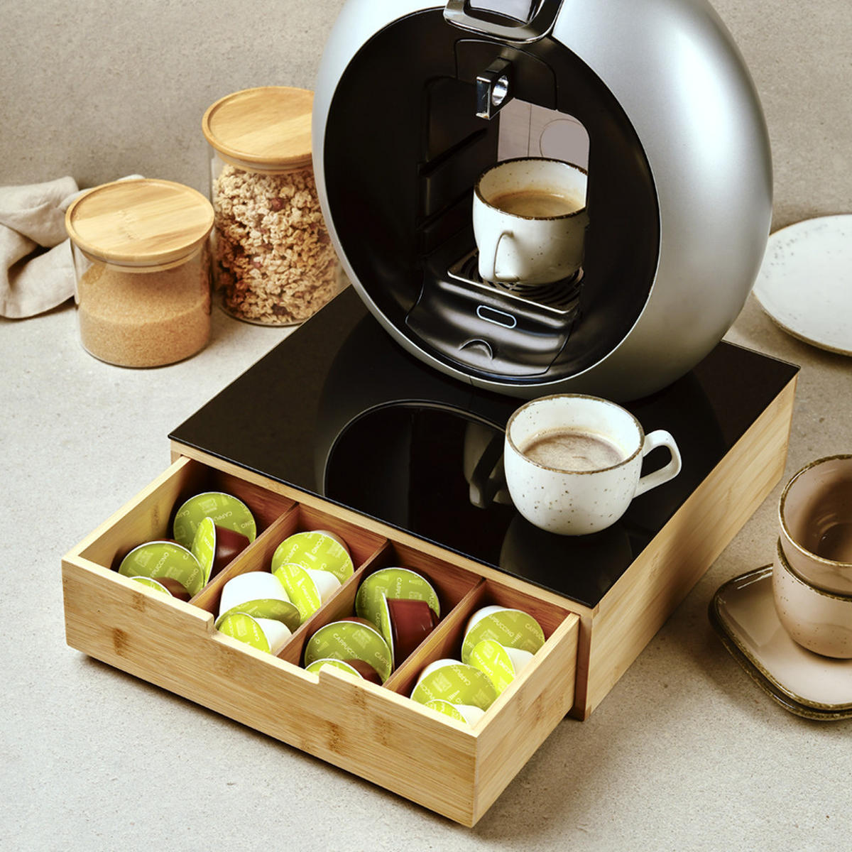 KAPSELSCHUBLADE Kaffee 30/31/10 cm - Schwarz, Naturmaterialen (31/10/30cm) - Kesper