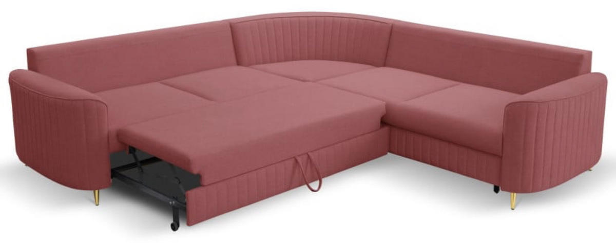 ECKSOFA Hell Bordeaux LOREN Mit Schlaffunktion Und Bettkasten - Rot, Textil (251/251cm) - Sepro Meble