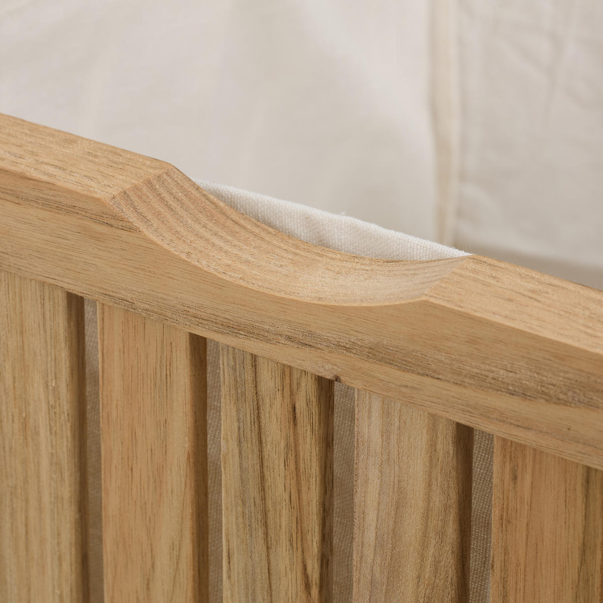 WÄSCHEKORB - Hellbraun, Holz/Textil (38/51/38cm) - Relaxdays