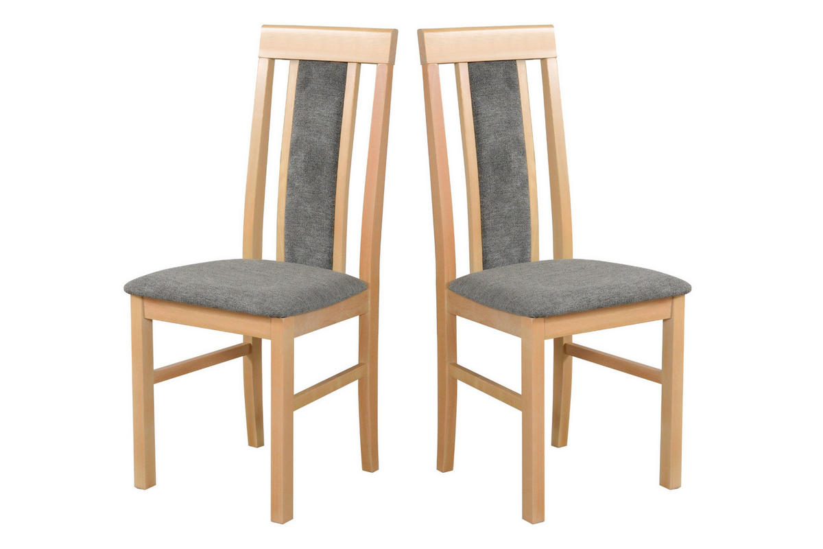 STUHL 2er Set Nilo 2, grandson - Beige/Titanfarben, Holz (43/94/40cm) - Leaf Design