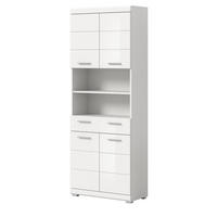 HOCHSCHRANK weiß Hochglanz 74 cm, Badschrank mit 6 Fächern - Weiß Hochglanz/Silberfarben, Holzwerkstoff/Kunststoff (74/191/31cm) - Inn.Furn