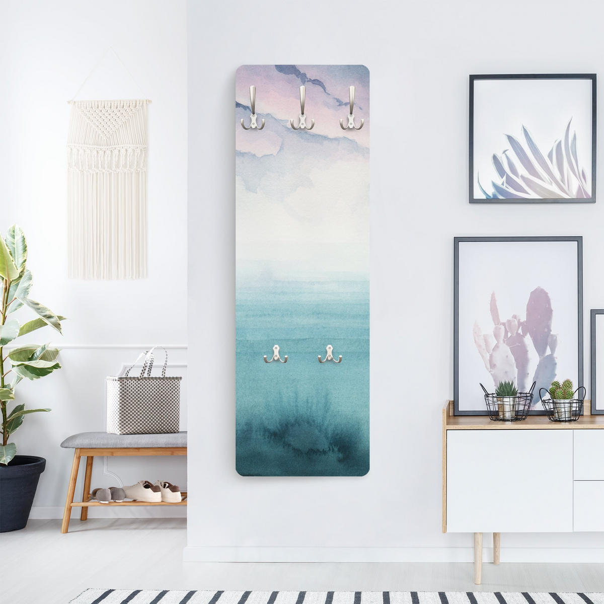 WANDGARDEROBE - Dämmerung auf der Bucht I 34/105 cm - Türkis, Holzwerkstoff (34/105/1.6cm) - Bilderwelten