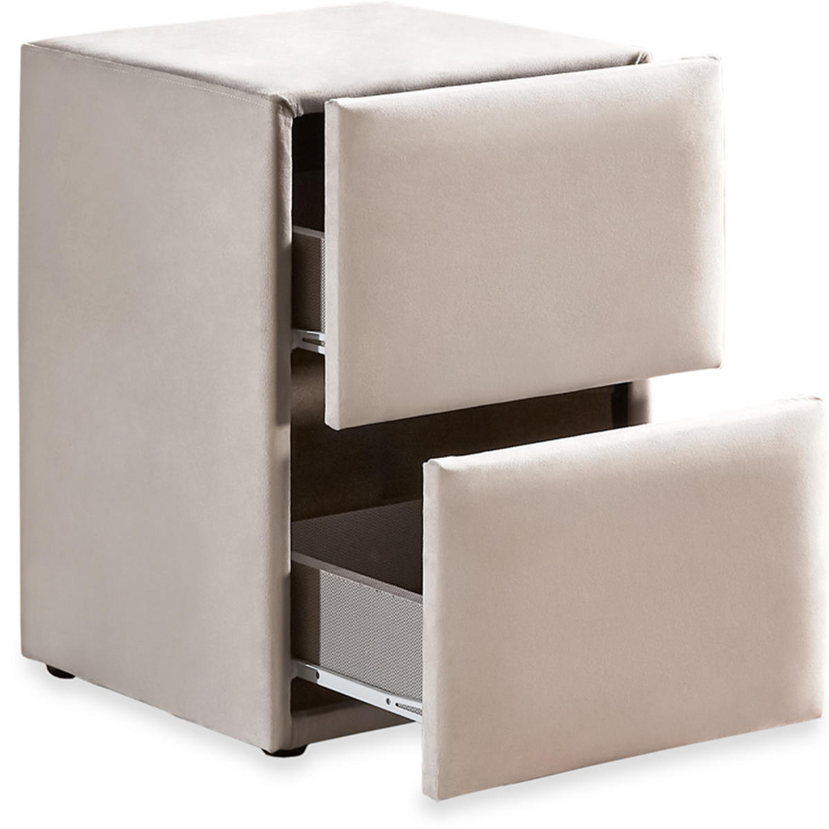 NACHTTISCH SIENA 40/42/58, Beige, zwei Schubladen - Beige/Schwarz, Holz/Kunststoff (40/58/42cm) - Consilio Concept