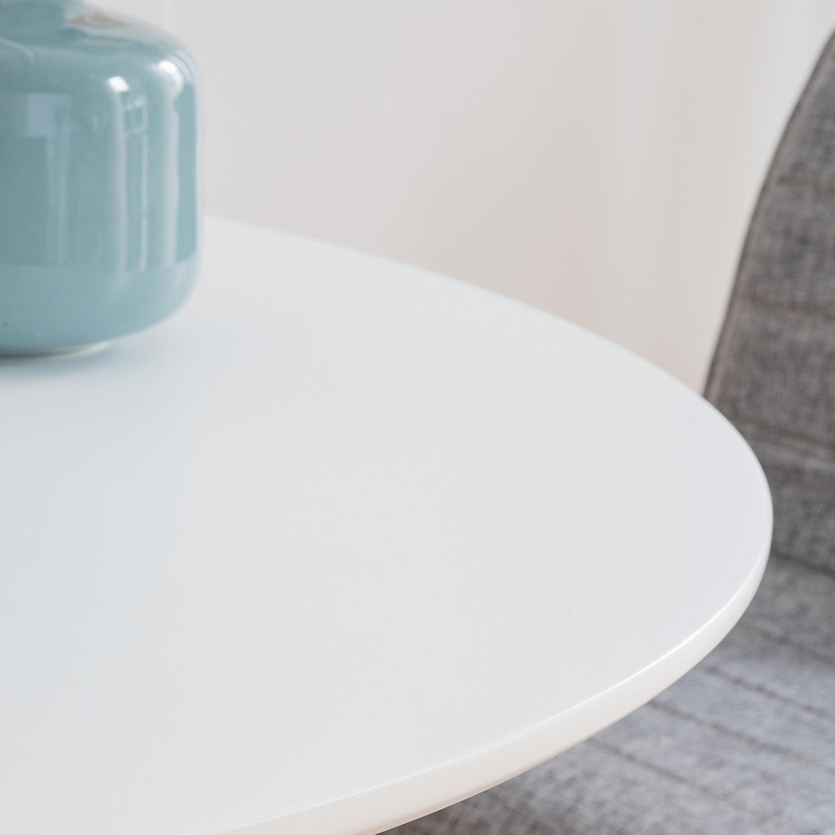 ESSTISCH - Esche teilmassiv - Weiß, Holzwerkstoff (100/100/75cm) - home24