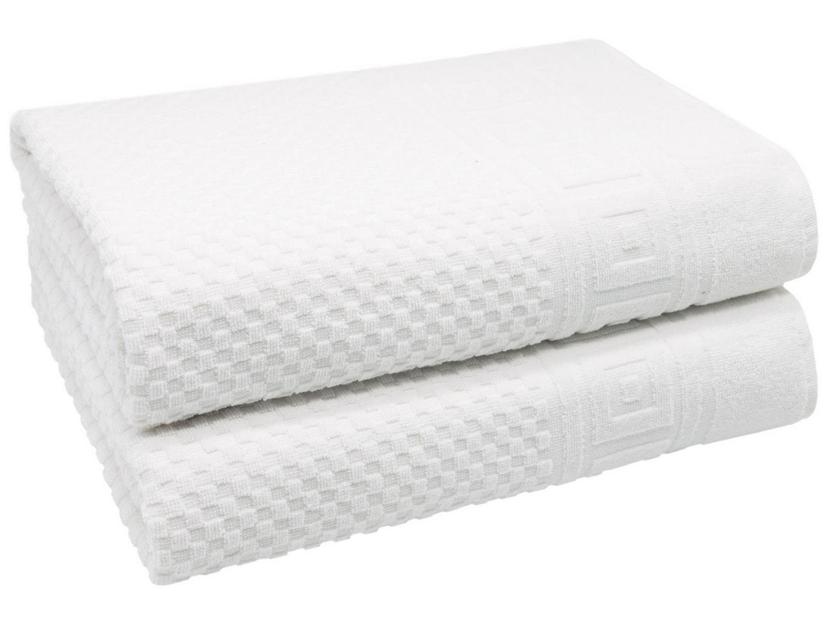 BADETUCH, 2er-Set, 100x150 cm, 100% Baumwolle, Weiß - Weiß, Textil (100/150cm) - Zollner