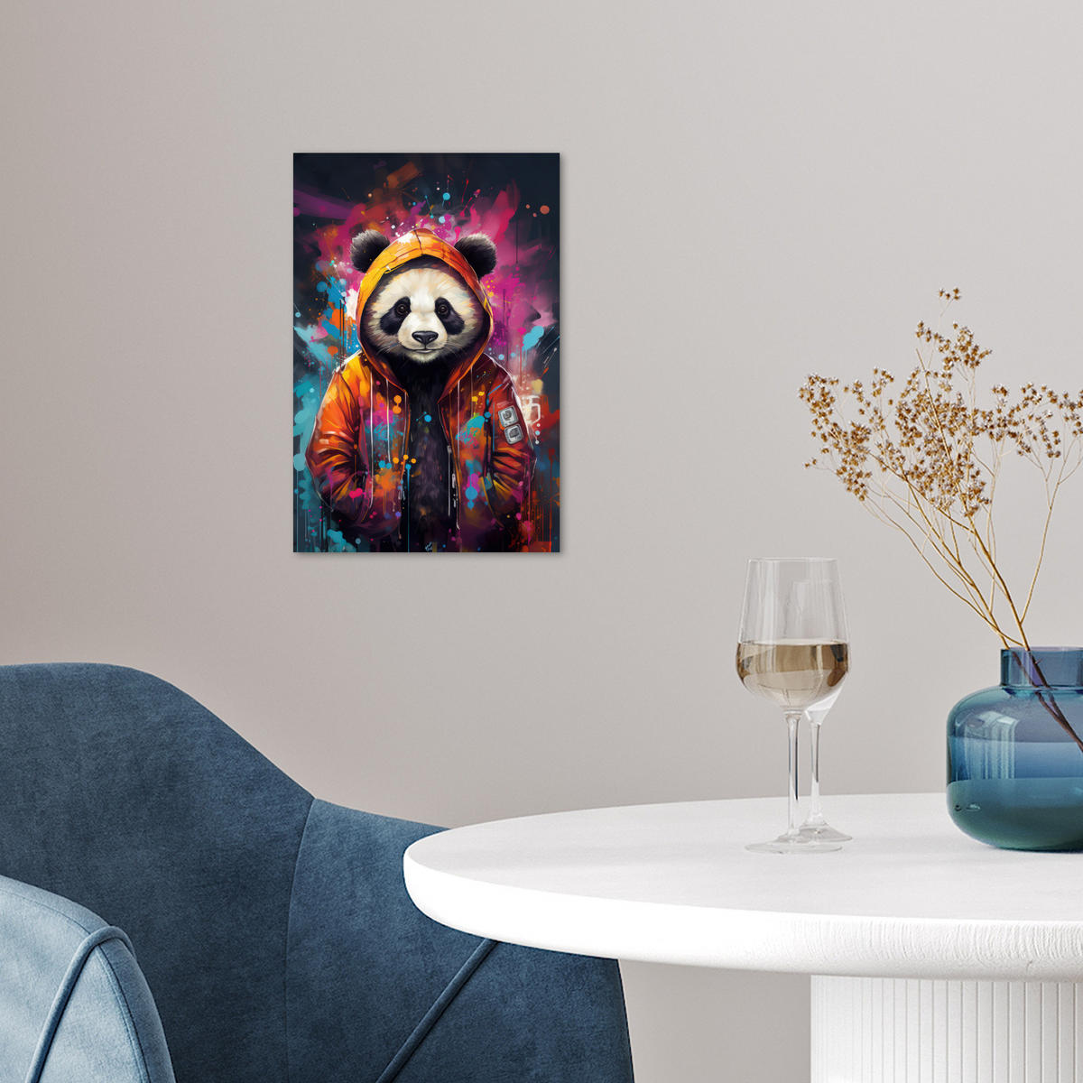 POSTER Panda - Jacke - Graffiti - Orange 20x30 cm - Orange, Papier (20/30/0.1cm) - MuchoWow