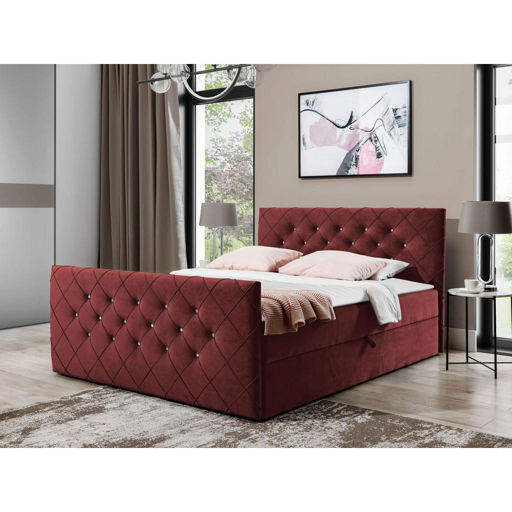 Thumbnail - Mirjan24 Boxbett, Bordeaux, Holz, H3, 180x200 cm, Schlafzimmer, Betten, Boxspringbetten