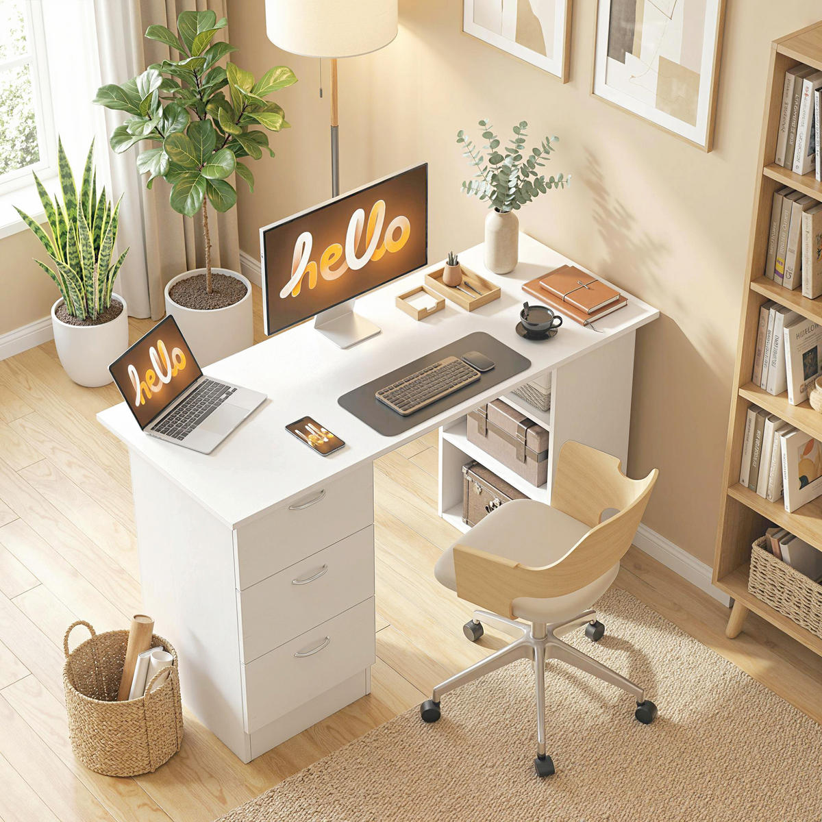 BÜROTISCH Weiß 1 Stück - Weiß, Holzwerkstoff (49/120/72cm) - GiPP