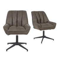 BÜROSTUHL Mika-Yara 2er-Set - Taupe/Schwarz, Textil/Metall (60/85/68cm) - DUBI Möbel