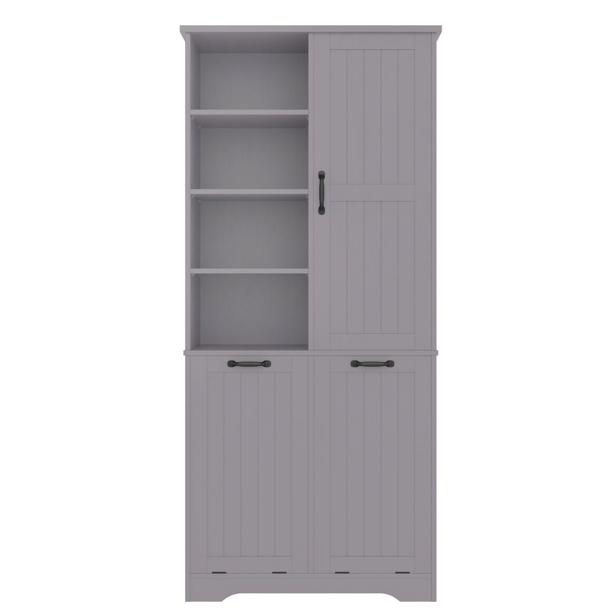 HOCHSCHRANK 78/35/172,7 cm aus MDF mit feuchtigkeitsbeständiger Lackierung und 2 Wäschekörben Grau - Grau, Holzwerkstoff (78/172.7/35cm) - Modenvie