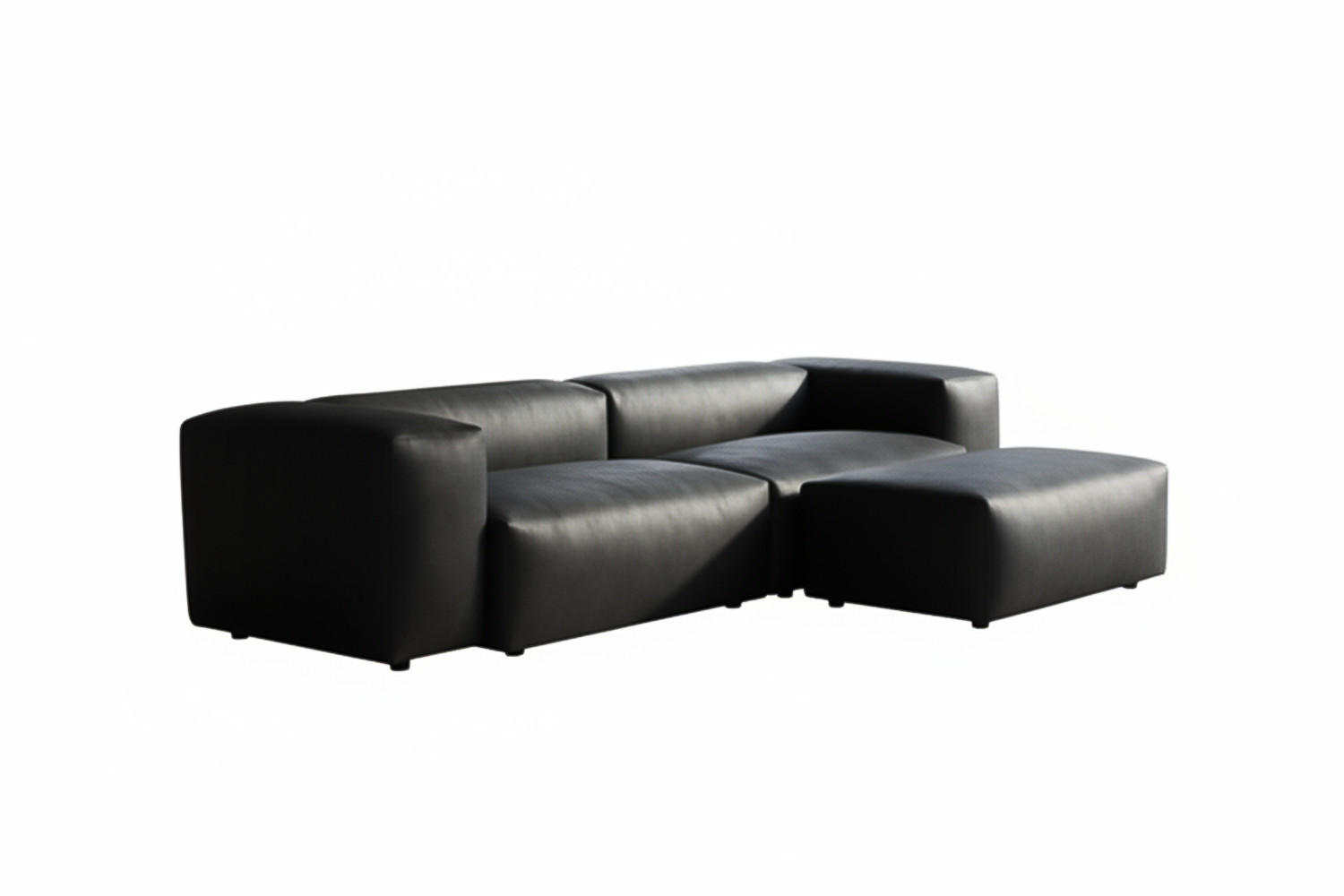 SOFA CELESTE Schwarz Lederfaserstoff - Schwarz, Leder/Kunststoff (302/72/114cm) - KAWOLA
