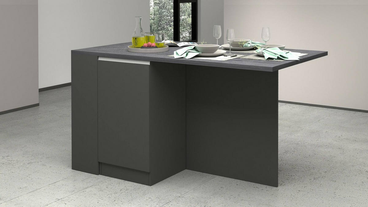 KÜCHENINSEL Anthrazit, Schiefer 90/160/90 cm - Schwarz, Holzwerkstoff (160/90/90cm) - DMORA