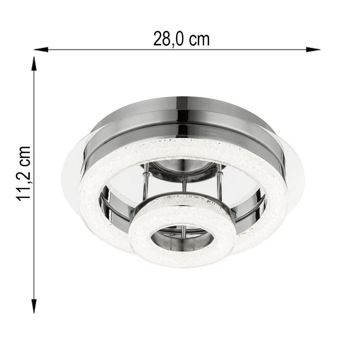 LED DECKENLEUCHTE Kristalloptik Silber Chrom - Silberfarben, Metall (28/28/11.2cm) - Globo Lighting
