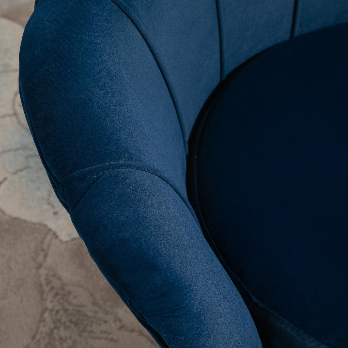 SESSEL DE-13412 Muschelform & goldene Metallfüße Blau - Blau, Textil (67/74/76cm) - ComfortXL