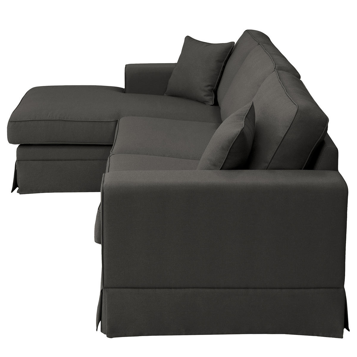 ECKSOFA mit Husse - Longchair, Webstoff - Anthrazit/Schwarz, Kunststoff/Textil (300/165cm) - home24