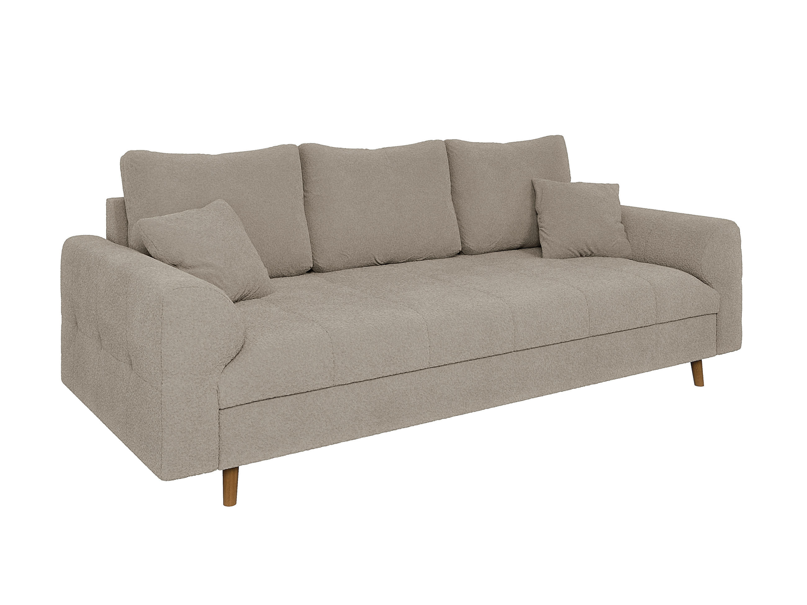 3-SITZER-SOFA Henrik Beige Boucle - Beige/Braun, Holz/Textil (210/81/93cm) - S-Style Möbel