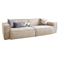 SOFA SAMU Beige Webstoff - Beige/Schwarz, Textil (256/72/106cm) - KAWOLA