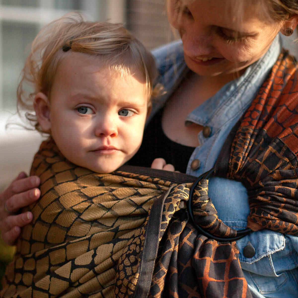 BABYTRAGETUCH Ring-Sling kbA - Dunkelgrau/Goldfarben, Textil (70/0.1/200cm) - Hoppediz