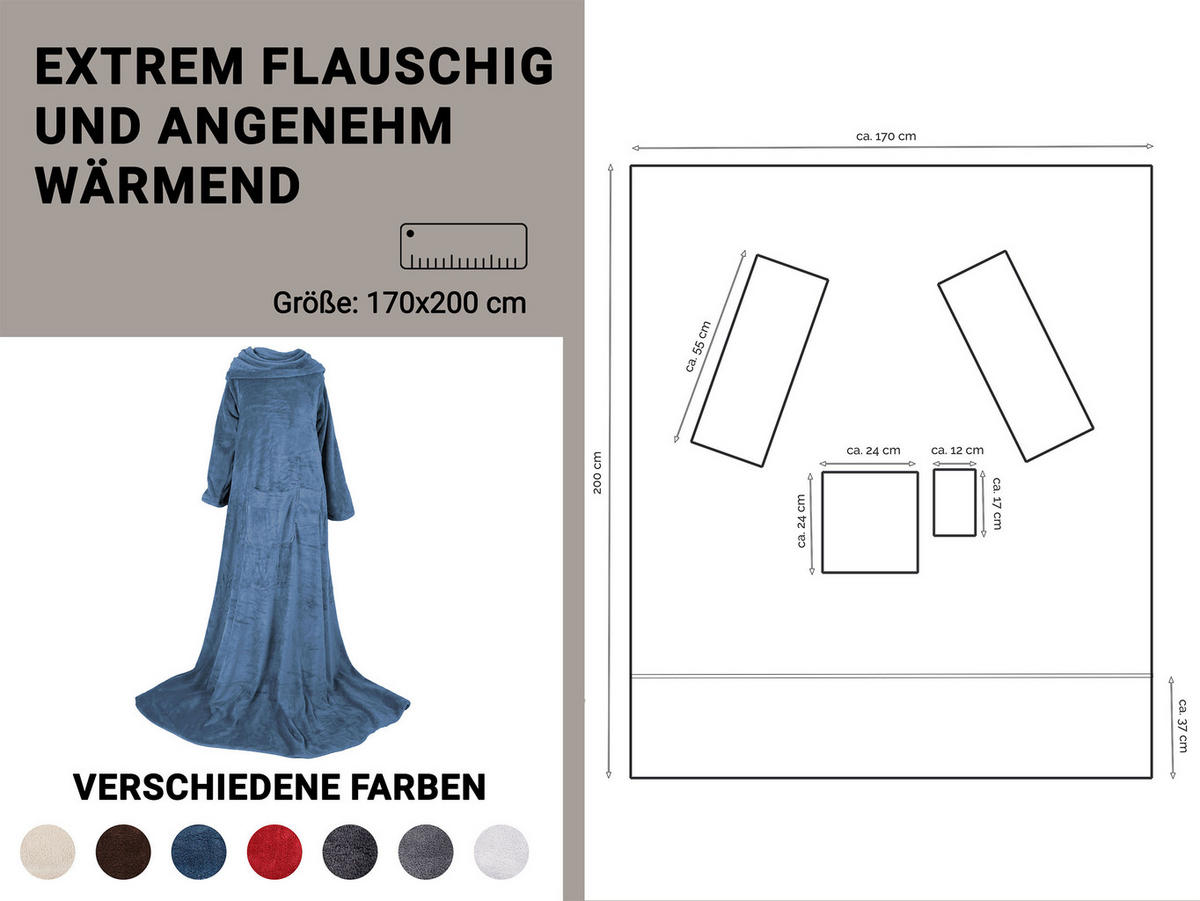 KUSCHELDECKE, 170x200 cm, 100% Polyester, Blau - Blaugrau, Textil (170/200cm) - Zollner