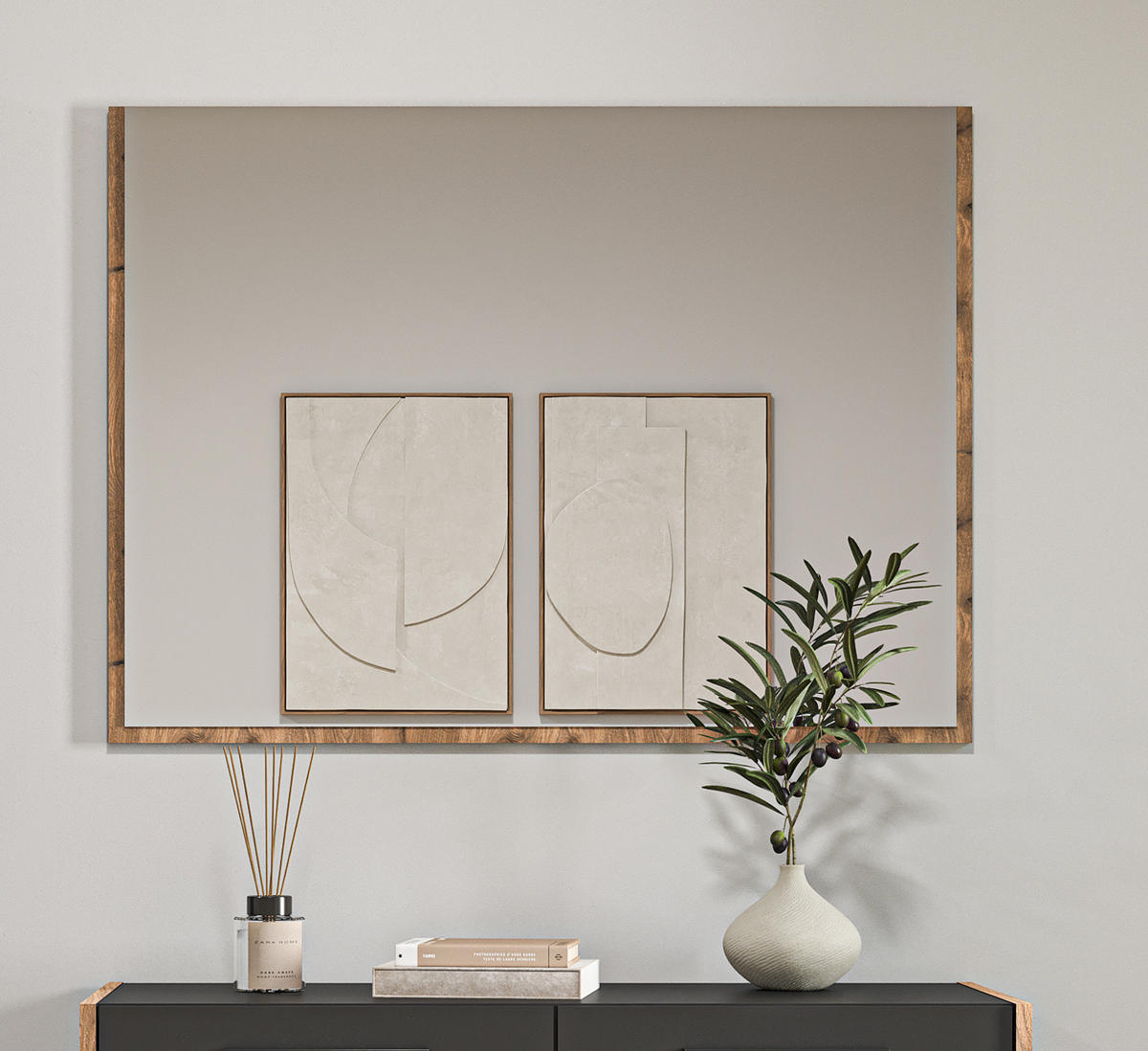 GARDEROBENSPIEGEL Nox Eiche, Wandspiegel 95 x 70 cm, Salud - Eichefarben, Holzwerkstoff (95/70/2cm) - Inn.Furn