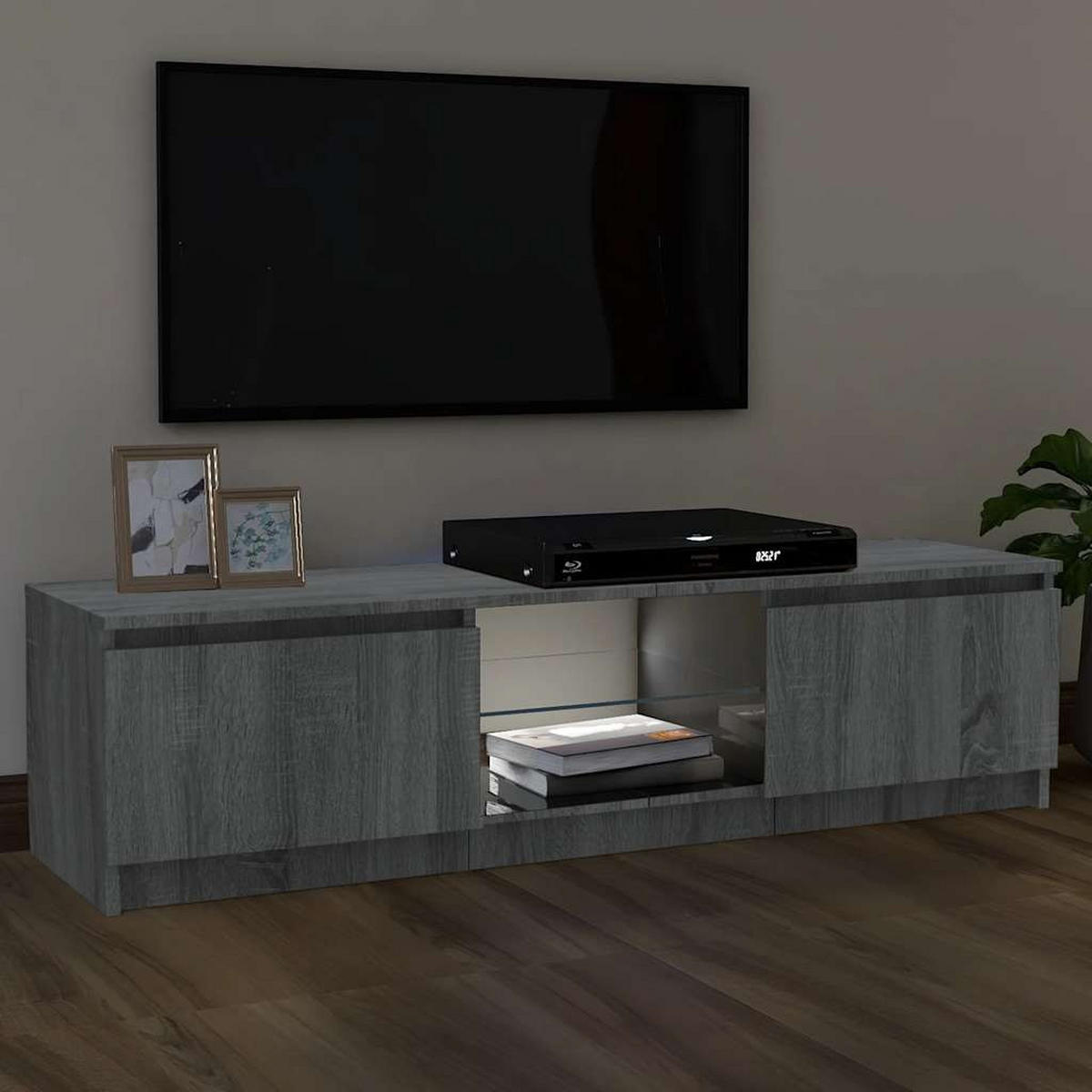 TV-SCHRANK Mit Led-Leuchten Grau Sonoma 120/30/36 Cm - Grau, Holzwerkstoff (30/36/120cm) - vidaXL