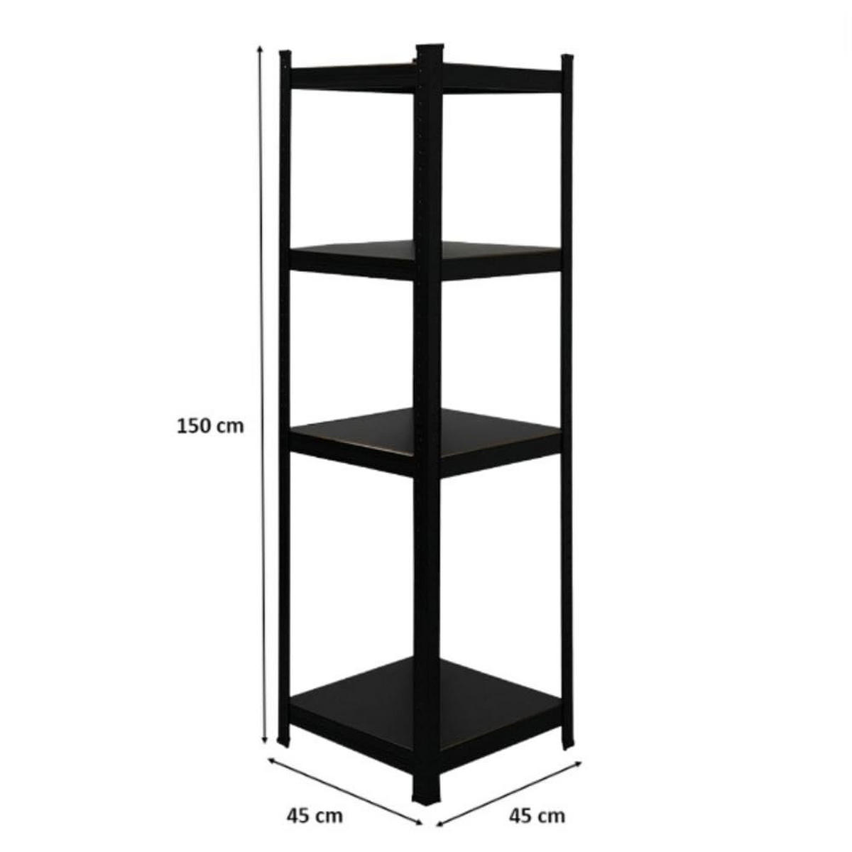 WOHNREGAL Ragnar 150x45x45 cm Fachlast 100 kg Matt Schwarz - Schwarz, Metall (45/150/45cm) - PROREGAL