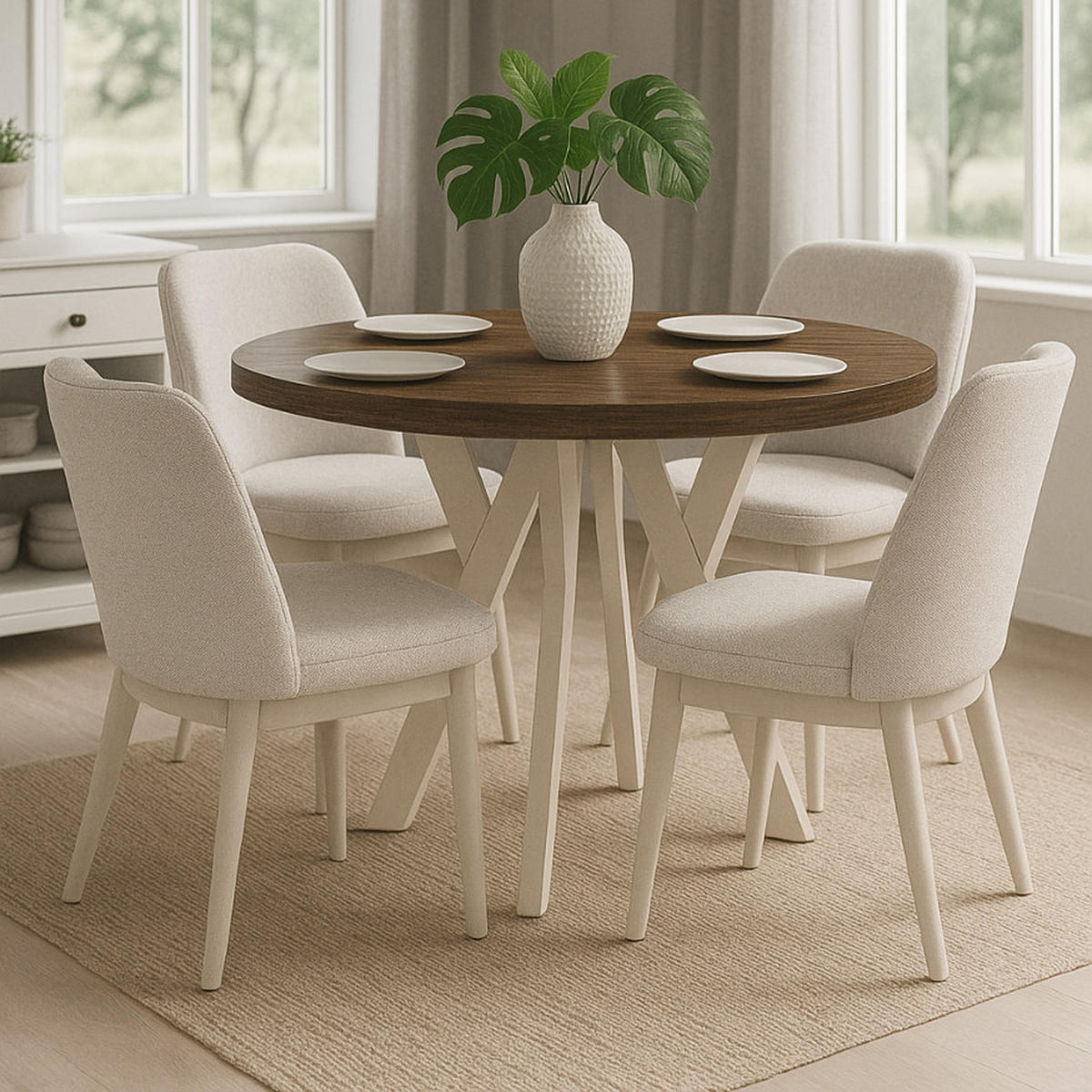 ESSTISCH Runder Ausziehbarer PERO 110/160 Franklin Nuss / Kaschmir - Kaschmir/Dunkelbraun, Holz (160/110/77cm) - Dekori_Interiors