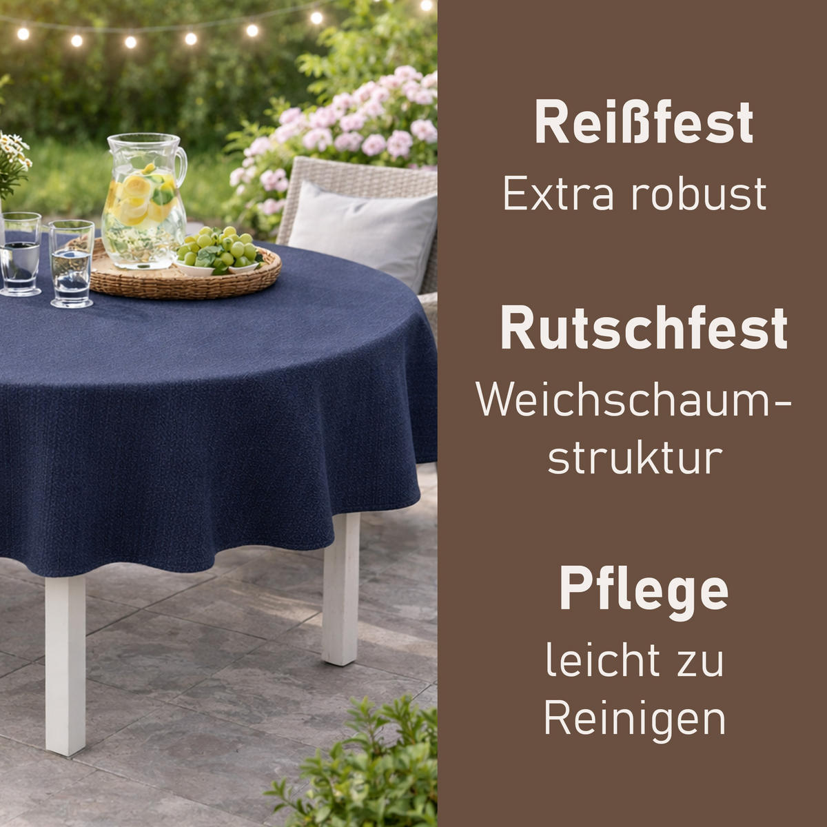 TISCHDECKE Garten Weichschaum 140x180cm - Navy - Dunkelblau, Kunststoff (180/140cm) - Bestlivings
