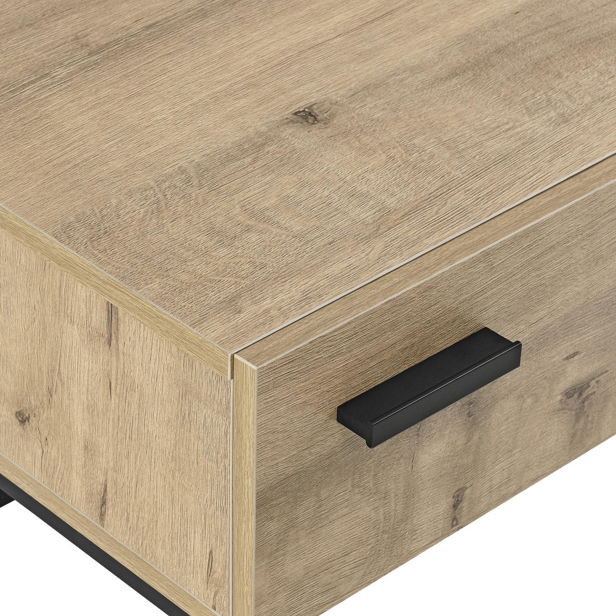 BEISTELLTISCH Hylte - Eichefarben/Schwarz, Holzwerkstoff/Metall (40/55/39cm) - [en.casa]