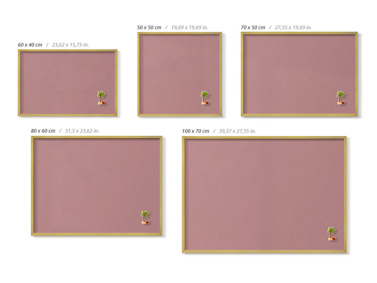 MAGNETTAFEL 70x50 cm Goldener Rahmen Pastellrosa - Hellrosa, Metall (70/50/0.4cm) - TULUP
