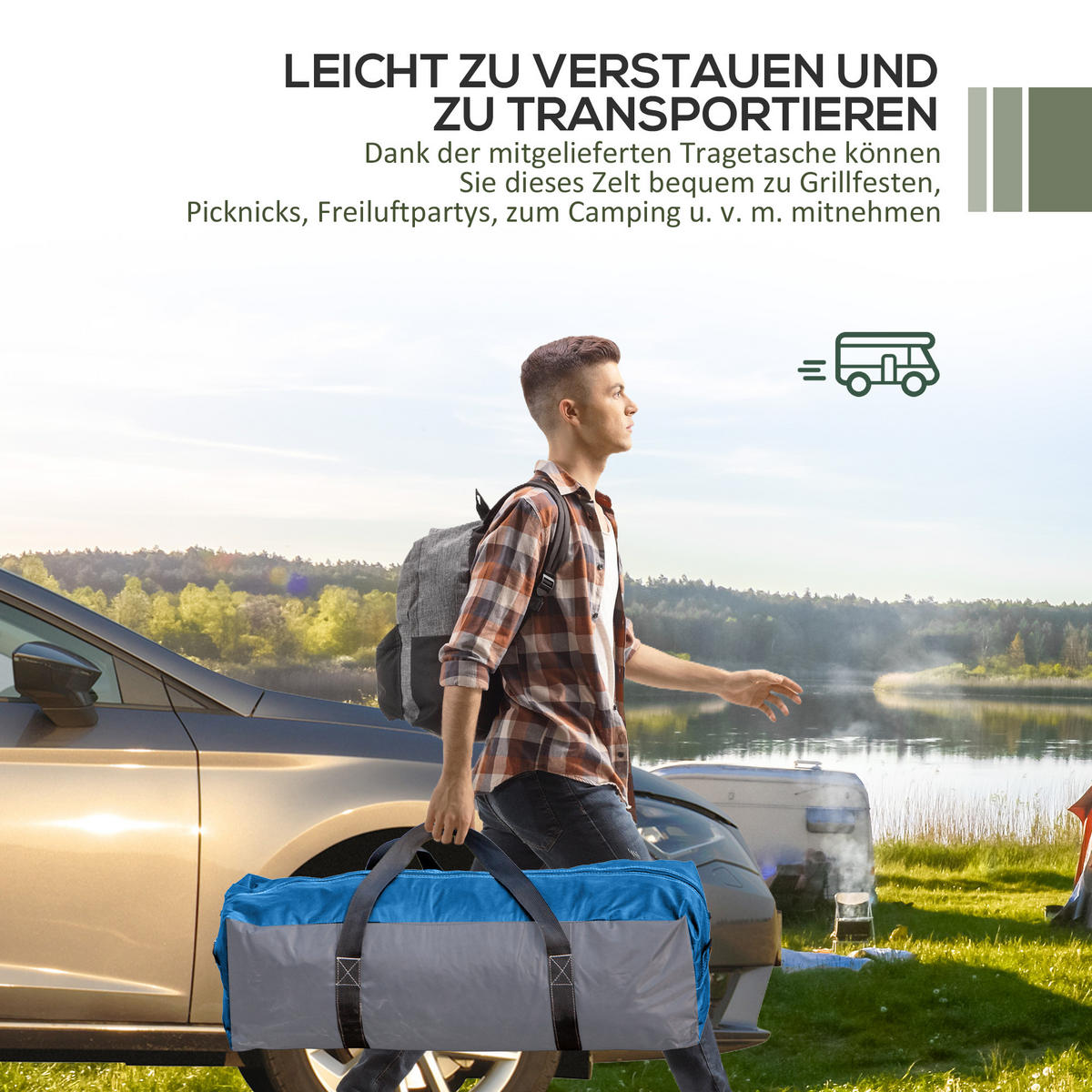 PAVILLON mit Haken Tür Gartenpavillon, Event Shelter, Hellblau, 3,5 x 3,5m - Hellblau, Kunststoff (350/222/350cm) - Outsunny