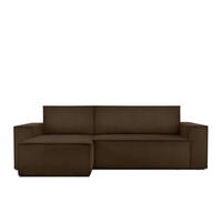 ECKSOFA-LINKS/RECHTS NAPI Schlaffunktion mit Cordbezug, choco - Dunkelbraun/Schwarz, Textil (262/148cm) - KONSIMO®