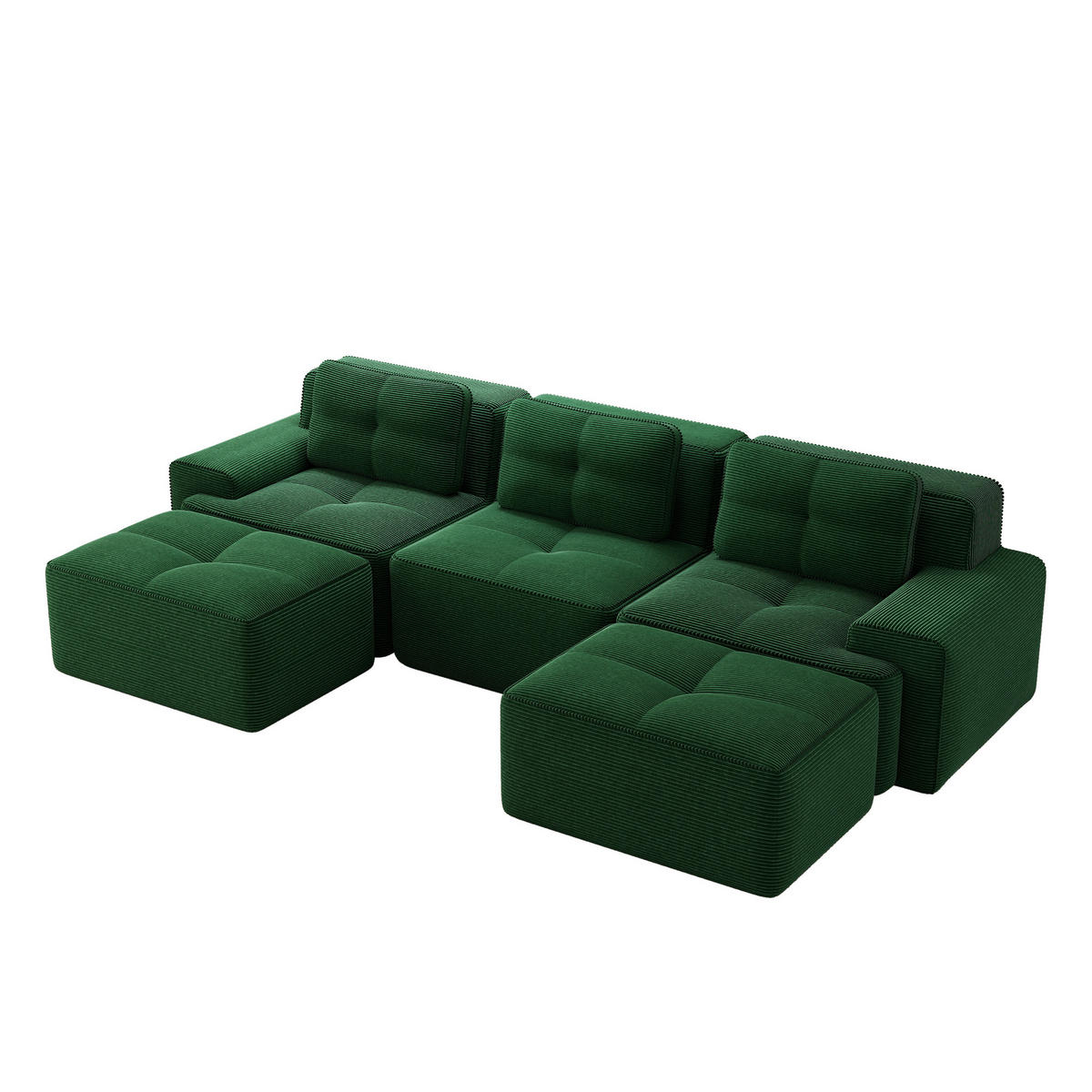 WOHNLANDSCHAFT Grün 293/177/69 cm 3-Sitzer Modular Cordstoff - Grün, Textil (293/69/177cm) - PANGIVO