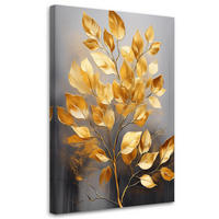 LEINWANDBILD Goldene Blätter Minimalismus 70x100cm - Goldfarben, Textil (70/100cm) - Feeby
