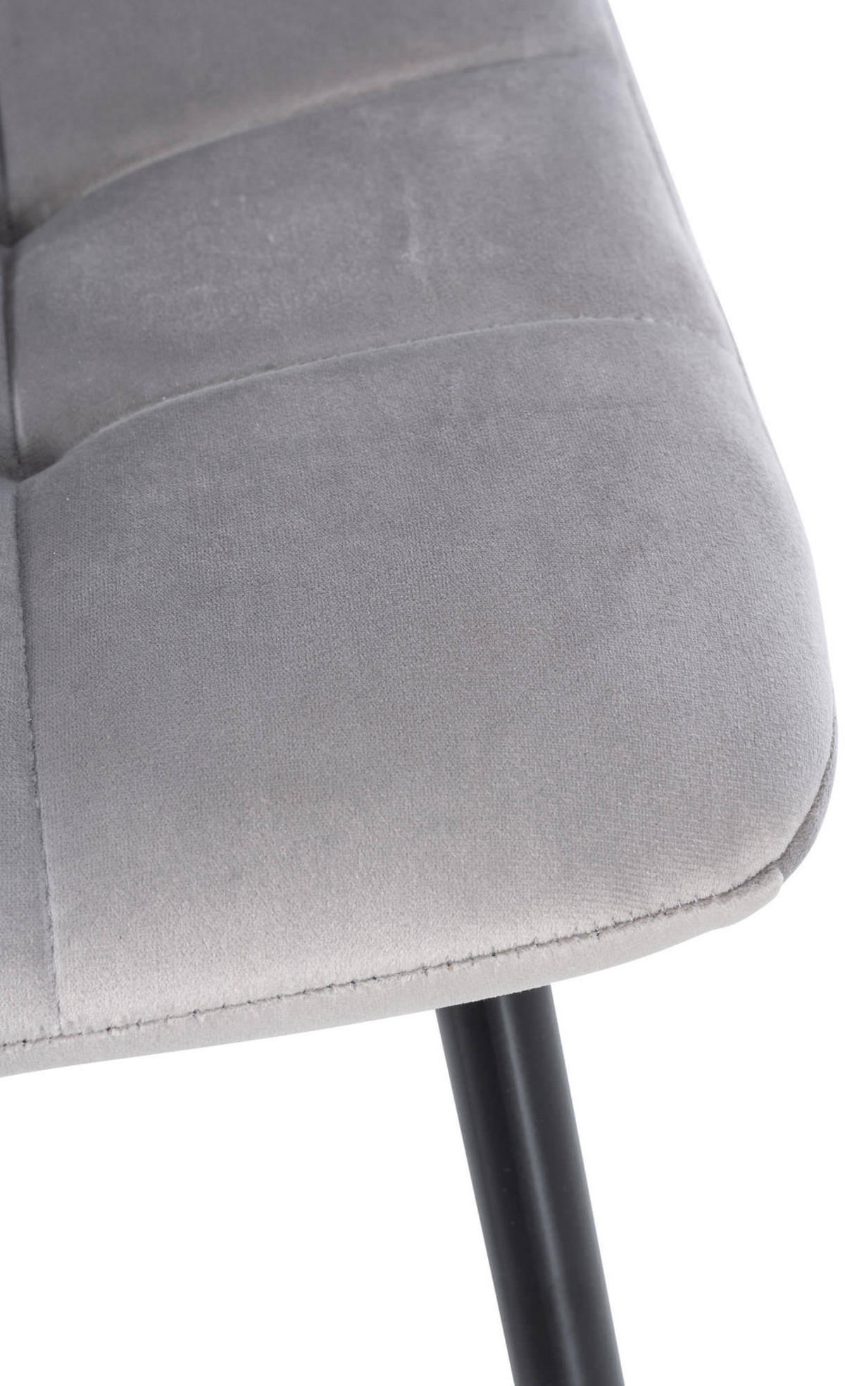 STUHL Samt Grau - Schwarz/Grau, Textil/Metall (45/84/55cm) - CLP