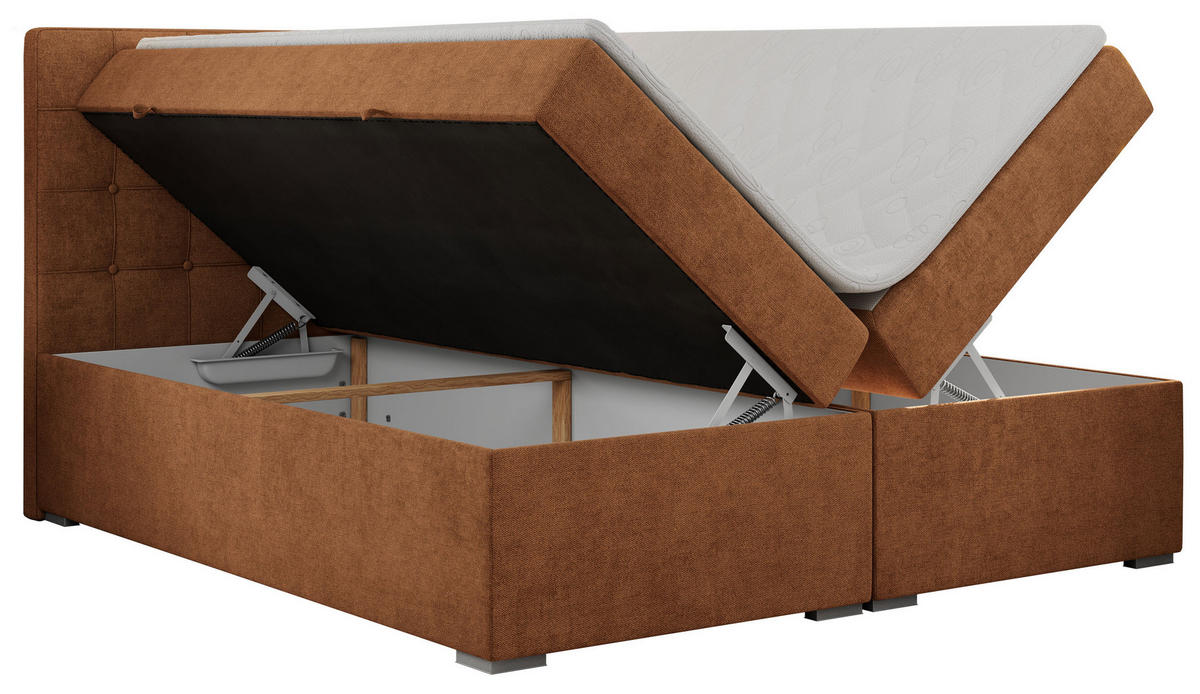 BOXBETT CARMEN 180/200 Orange Struktur - H3 - Orange, Holz/Textil (180/200cm) - MKS